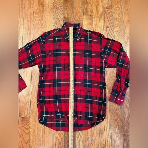 Vintage‎ Burberry London Buffalo Plaid Shirt Button Down Up Mens Medium USA Made